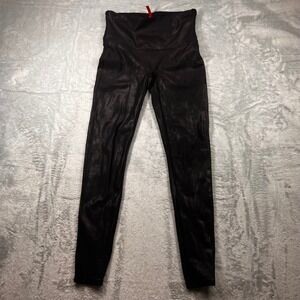 Spanx Faux Leather Leggings Black High Waisted Tummy Control Womens XL‎ TG